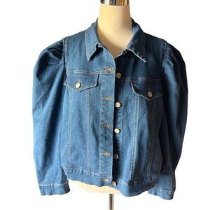 Denim Blue Puff Sleeve Women's Jacket